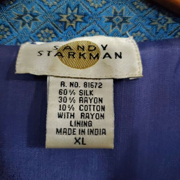 Vintage Sandy Starkman Jacket Women XL Burgundy Pink Blue Paisley Patchwork Boho - Picture 3 of 16